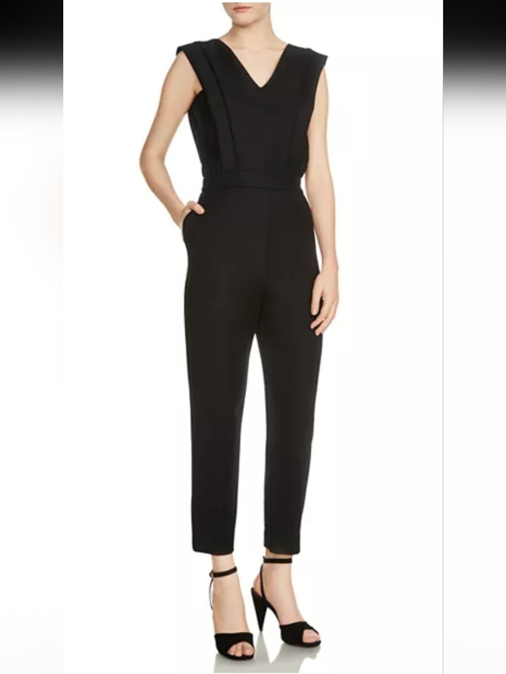 Maje Plana Cropped V-neck Jumpsuit XS/34 Black